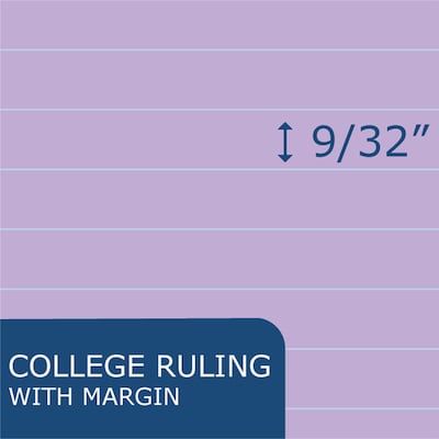 Roaring Spring WIDE Landscape Notepad, College Ruled, 11" x 9.5", Assorted Colors, 40 Sheets, 3/Pack (74535)