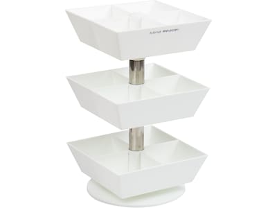 Mind Reader Anchor Collection 12-Compartment Plastic Tea and Condiment Carousel, White (TEASWIV3T-WHT)