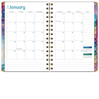 2026 Global Printed Products 5.5" x 8" Weekly & Monthly Planner, Paperboard Cover, Rainbow Gold Marble (FSHN-CY26-58-36)