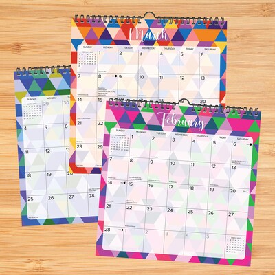 2027 Willow Creek Geometric 7.5" x 9.5" Monthly Wall Calendar, Assorted Colors (65594)