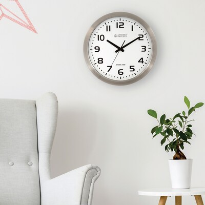La Crosse Technology Atomic Wall Clock, Metal, 16" Dia. (WT-3161WH)