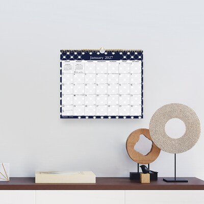 2027 Blueline Nautical 15" x 12" Monthly Wall Calendar, White/Navy (C171113-27)