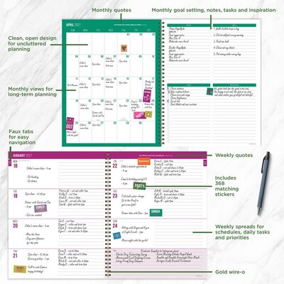2027 TF Publishing Meow the Line 9" x 11"  Weekly & Monthly Standard Planner, Paperboard Cover, Multicolored (27-9706)