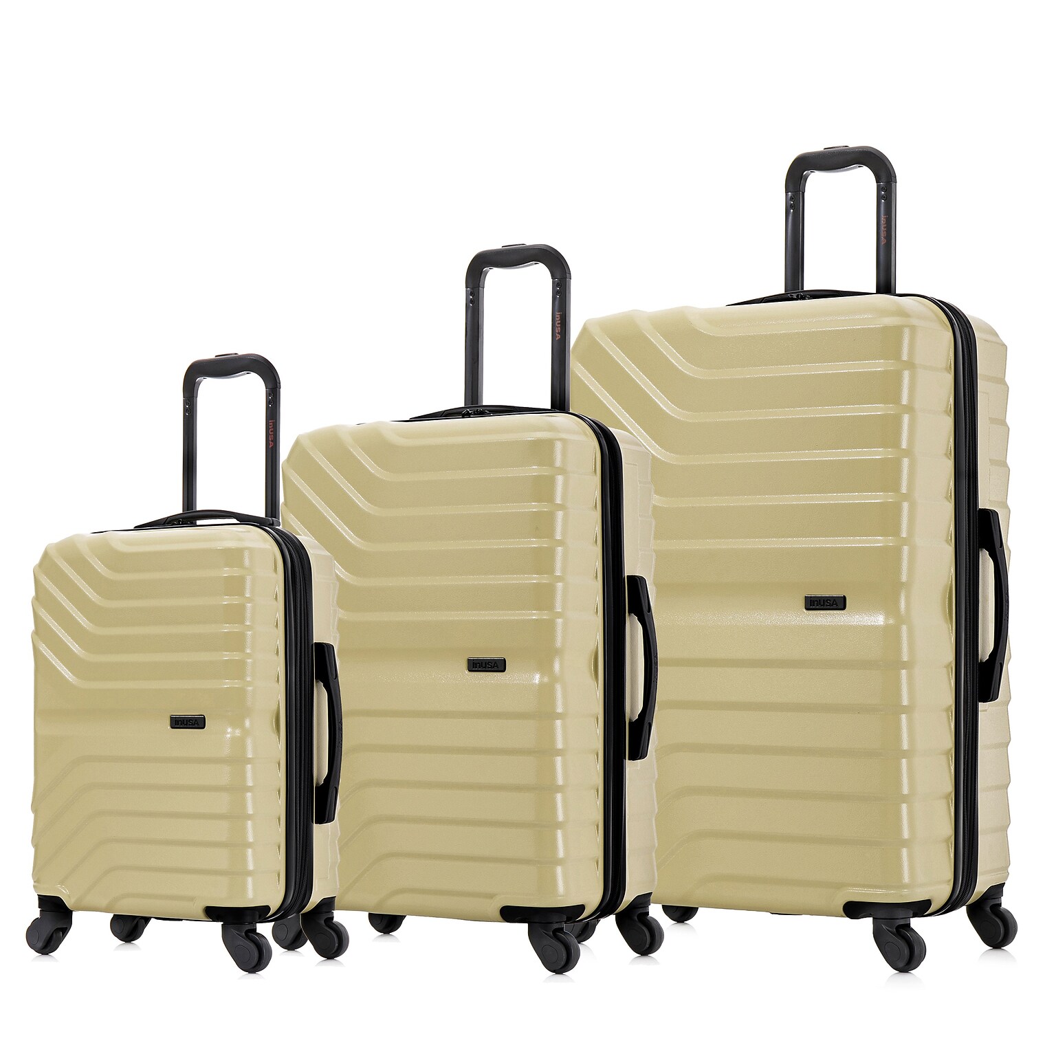 InUSA Aurum 3-Piece Hardside Spinner Luggage Set, TSA Checkpoint Friendly, Champagne (IUAURSML-CHA)