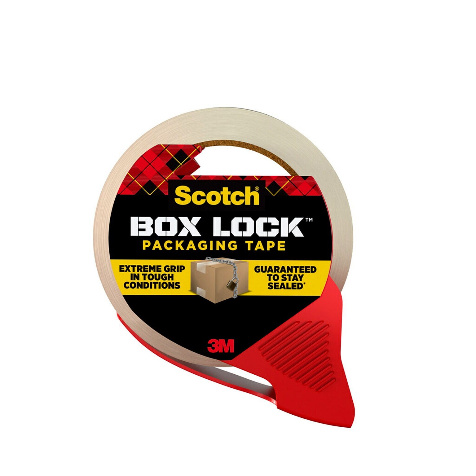 Scotch Box Lock Shipping Packing Tape with Refillable Dispenser, 1.88 in x 54.6 yds., Clear (3950-RD)