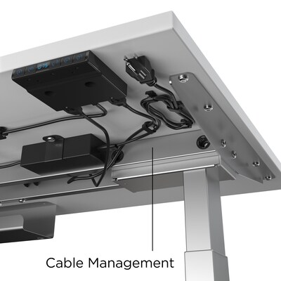 Union & Scale™ 55"W Electric Rectangular Adjustable Standing Desk with Micro Movements, White (UN62092)