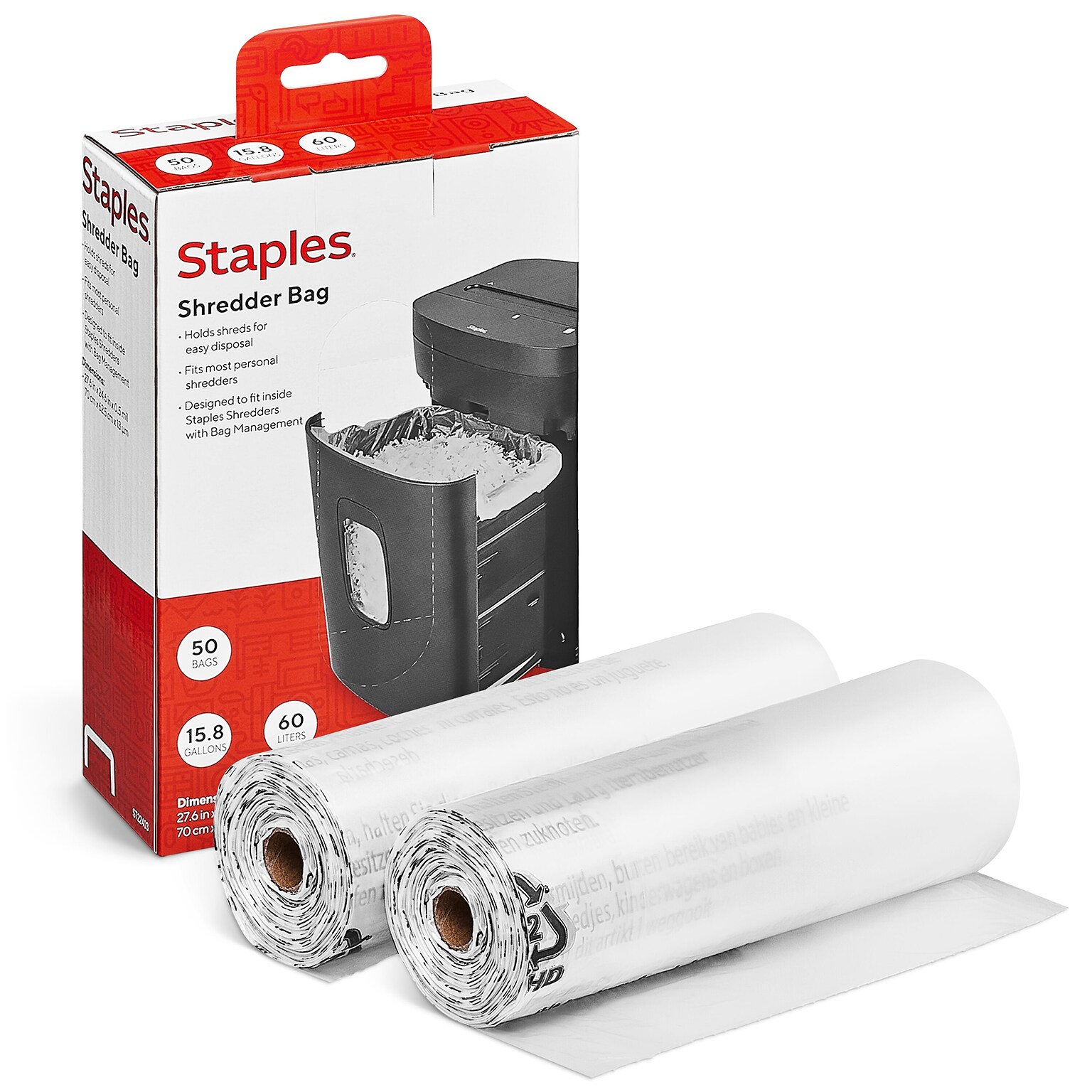Staples Shredder Bags, 15.8 Gal., 50/Box (22403)