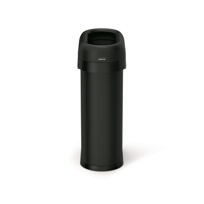 simplehuman Commercial Slim Steel Trash Can with Open Lid, 13 Gallon, Matte Black (CW1498)