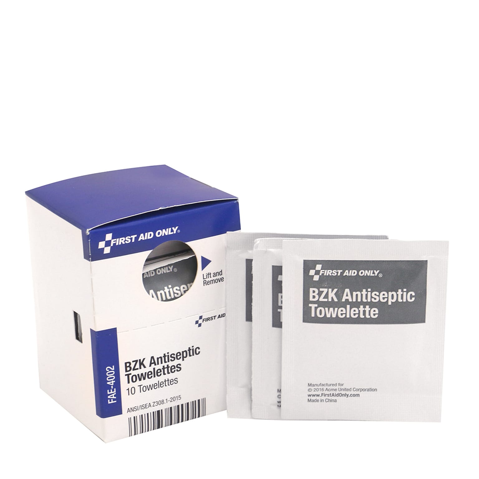 SmartCompliance First Aid Only 0.13% Benzalkonium Chloride Antiseptic Towelettes, 10/Box (FAE-4002)