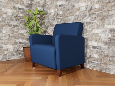 Lesro Ravenna Vinyl Guest Chair, Patriot Plus Imperial Blue/Walnut Wood (RV1201.FWL-01PPIB)