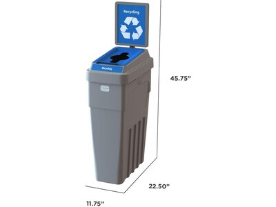 CleanRiver LeanStream Plastic Single-Stream Recycling Station, 23 Gallon, Gray (LS1B-005)
