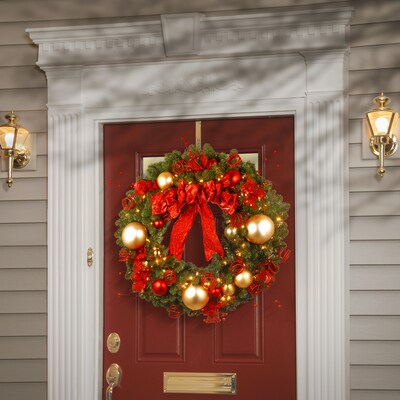 National Tree Company 36 Decorative Collection Cozy Christmas Wreath with Red and Clear Lights (DC13-104L-36W)