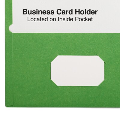 Staples Smooth 2-Pocket Paper Folder, Green, 25/Box (50753/27533-CC)