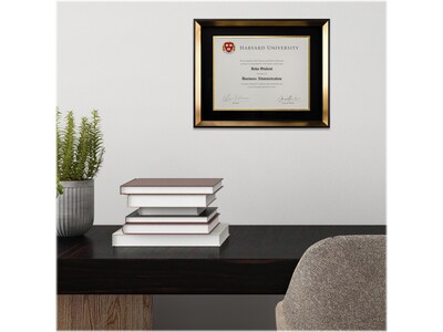 Excello Global Products 11" x 14" Resin Photo/Document Frame, Black/Gold (EGP-HD-0332)