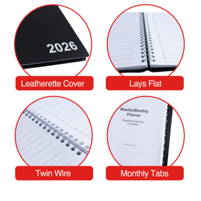2026 Staples 8" x 11" Weekly & Monthly Appointment Book, Black (ST21494-26)