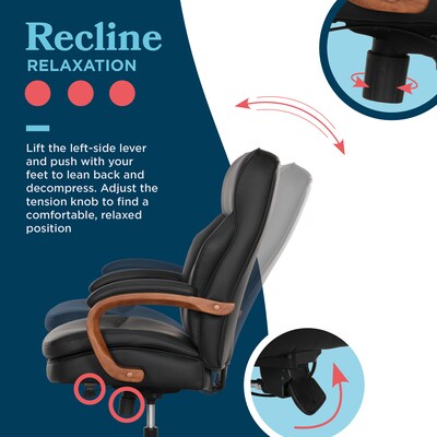 La-Z-Boy Colston Ergonomic Vegan Leather Swivel Executive Chair, Black (60120-BLK)