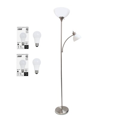 Creekwood Home Essentix 71.5" Floor Lamp with Dome Shade, Metal (CWF-3001-BN-LB)