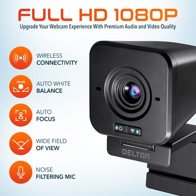 Delton HD 1080p Wireless Webcam, 2.1 Megapixels, Black (DCWC50)