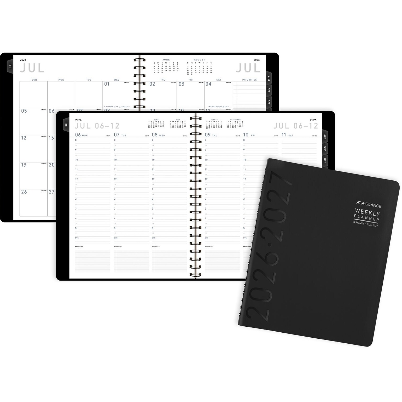 2026-2027 AT-A-GLANCE Contemporary 8.25 x 11 Academic Weekly & Monthly Planner, Faux Leather Cover, Black (70-957X-05-27)