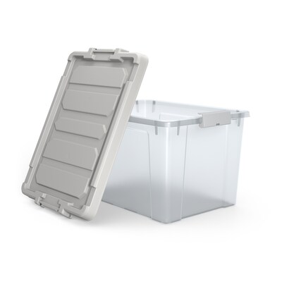 Staples 20 Qt. Latch Lid Storage Bin, Clear (270018/250296)