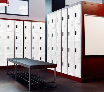 AdirOffice 72H 4-Tier White Storage Locker (ADI629-204-WHI-DL)