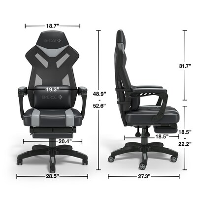 Staples Emerge Vomax Bonded Leather Ergonomic Gaming Chair, Black/Gray (61364)