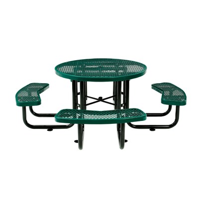 Global Industrial 46 Round Picnic Table, Expanded Metal, Green (277150GN)