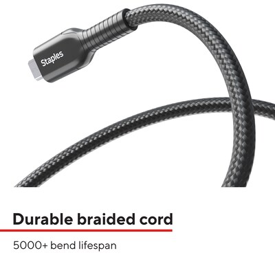 Staples TECH Micro USB to USB-A Charging Cable, 6.5 ft., Black (ST62328)