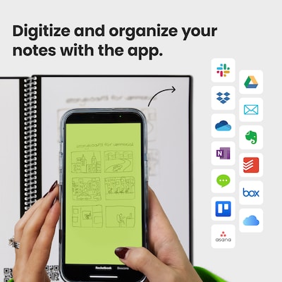 Rocketbook Core Reusable Smart Notebook, 8.5" x 11", Lined Ruled, 32 Sheets, Black (EVR2-L-RC-A)