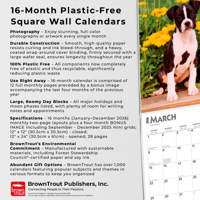 2026 BrownTrout I Love Puppies 12" x 12" Monthly Wall Calendar (9798330705283)