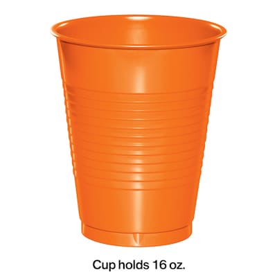 Creative Converting Touch of Color Plastic Cups, Sunkissed Orange, 240/Carton (28191081)
