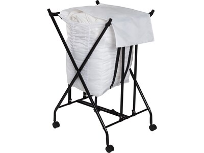 Honey-Can-Do Collapsible Wheeled Bounce-Back Hamper with Lid, Black/White (HMP-09748)