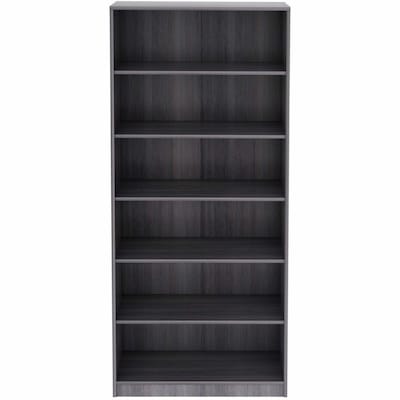 Lorell 84 6-Shelf Bookcase with Adjustable-Shelves, Weathered Charcoal Laminate (LLR69665)