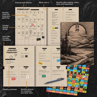 2025-2026 TF Publishing Into the Wild 9" x 11" Academic Year Weekly & Monthly Planner, Paperboard Cover (AY26-9702)