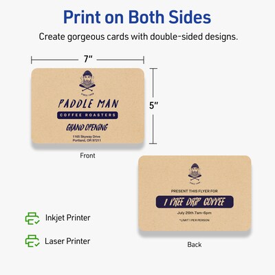 Avery Matte General Use Blank Cards, Kraft Brown, 20/Pack (95349)