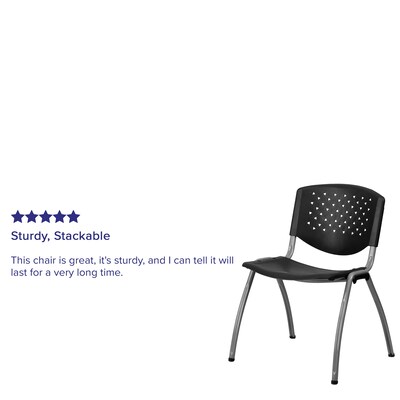 Flash Furniture HERCULES Series Plastic Stack Chair, Black (RUTF01ABK)