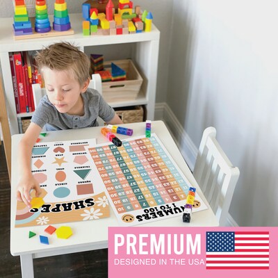 Hadley Designs 17" x 11" Retro Boho Preschool Educational Posters For Toddlers, Laminated, 16/Set (HDDX004ACFGE5)