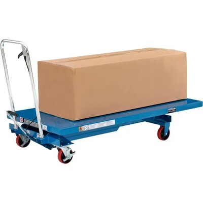 Global Industrial Long Deck Mobile Scissor Lift, Oversized 63" x 32" Platform, 1100 Lb Capacity (988932)