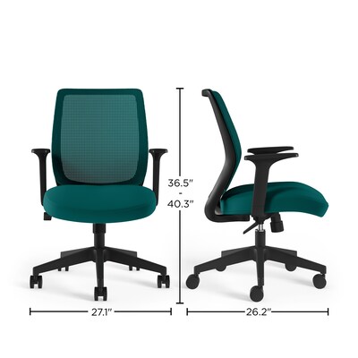 Union & Scale™ Essentials Ergonomic Fabric Swivel Task Chair, Teal (UN60410)