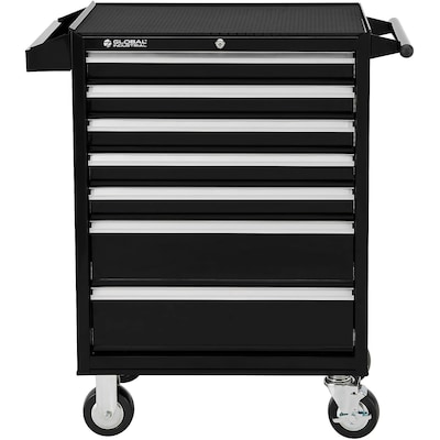 Global Industrial 26-3/8" x 18-1/8" x 37-13/16" 7 Drawer Roller Tool Cabinet, Black