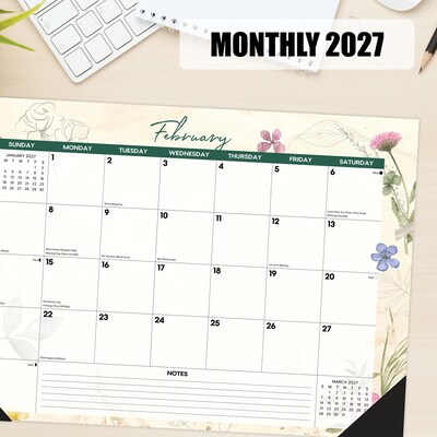 2027 Willow Creek Botanical Garden 17" x 12" Monthly Desk Pad Calendar, Assorted Colors (66454)