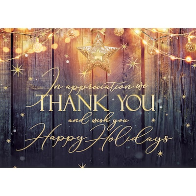 Rustic Glow Holiday Business Thank You Cards; Stock Verse Included; Boxed Set of 25 Cards and Envelopes