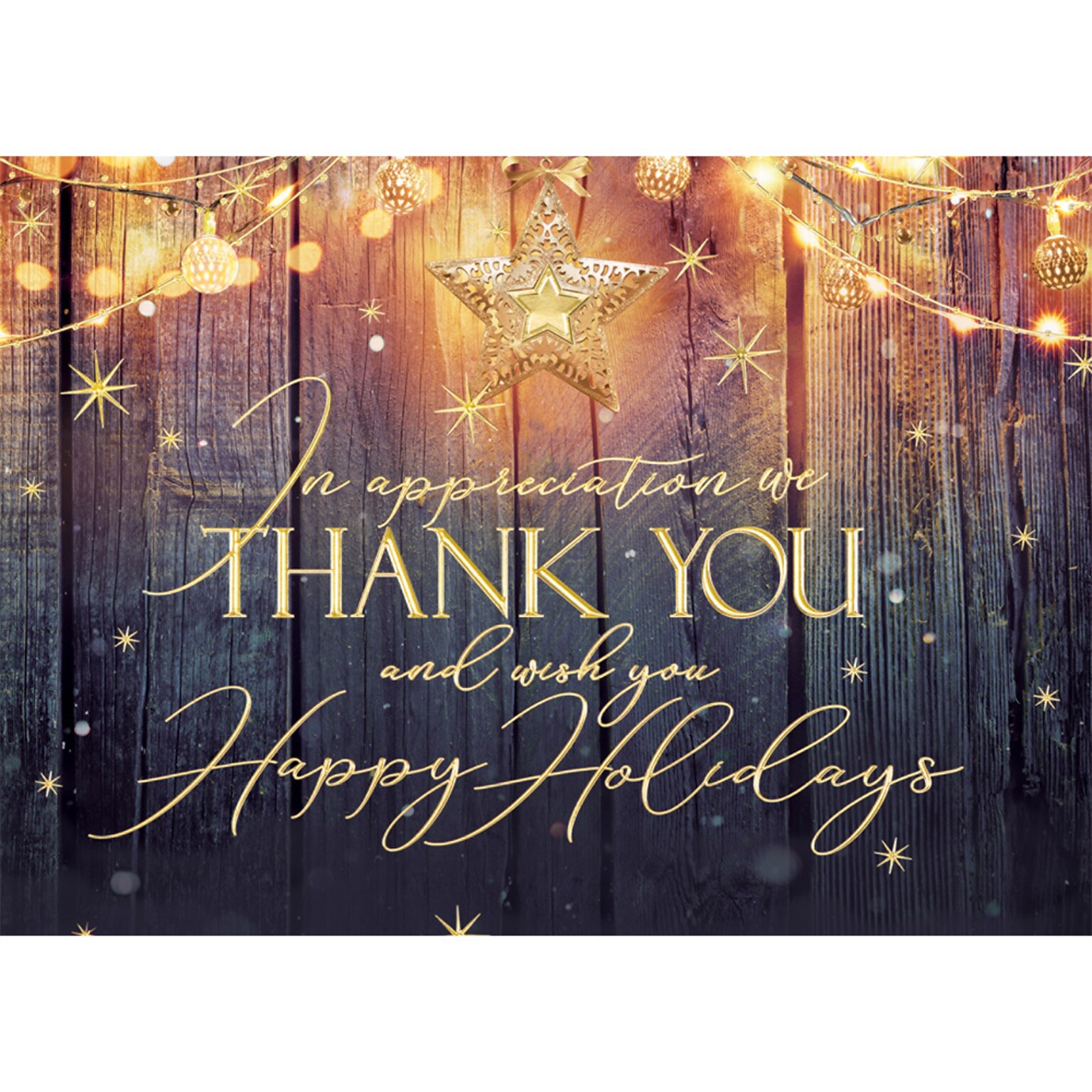 Rustic Glow Holiday Business Thank You Cards; Stock Verse Included; Boxed Set of 25 Cards and Envelopes