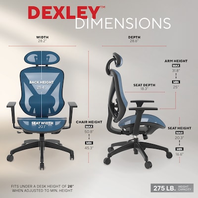 Staples® Dexley Ergonomic Mesh Swivel Task Chair, Blue (UN59375)