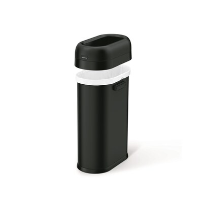simplehuman 50L Slim Can, Matte Black Heavy-Gauge Steel, Indoor Trash Can with Open Lid, 13 Gallon (CW1498)
