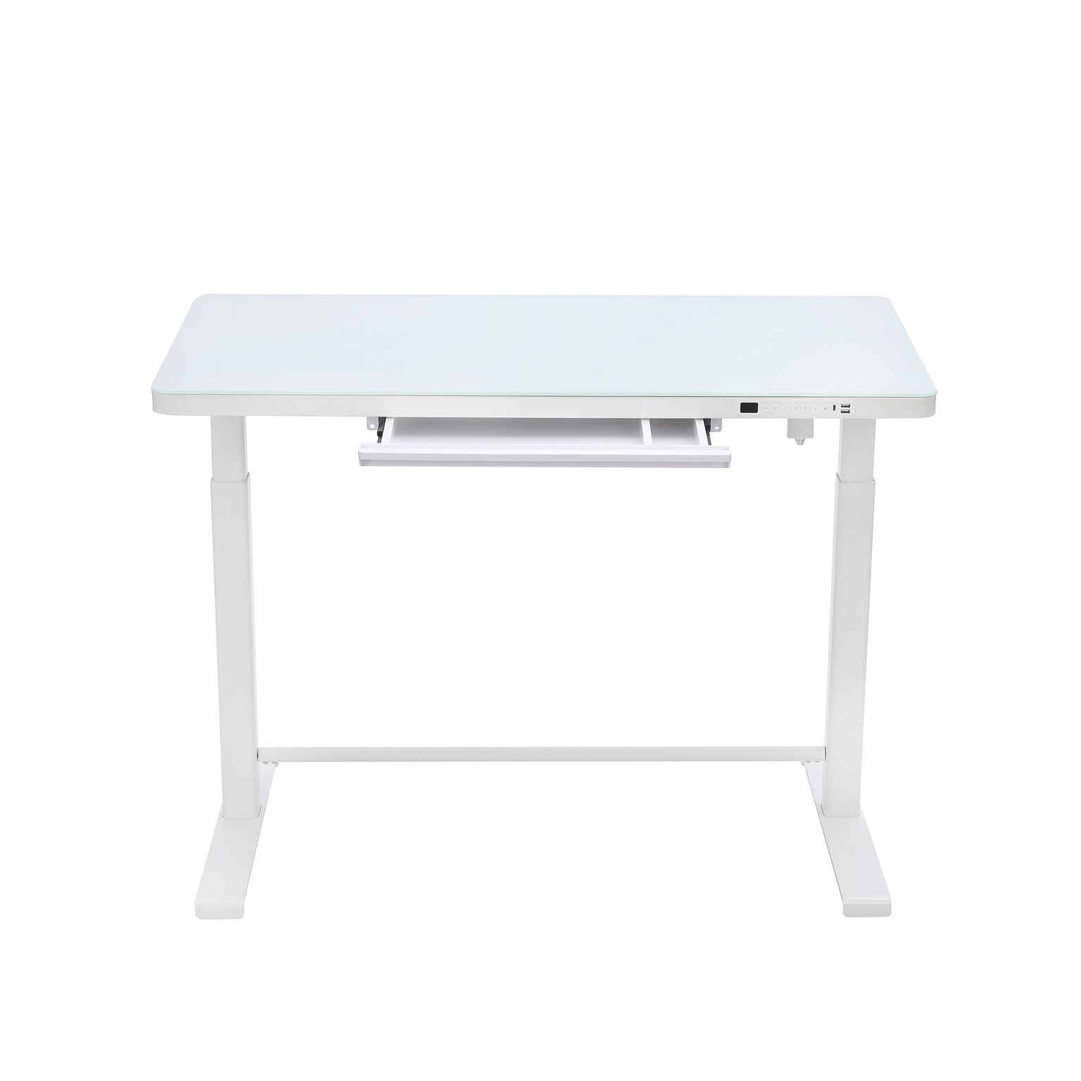 Uncaged Ergonomics Rise Up Glass Electric Standing Desk, 23.7 x 45.3, White (RUglass-white)