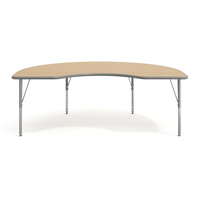 Flash Furniture Wren Kidney Activity Table, 72" x 48", Height Adjustable, Light Natural Top/Silver Frame (XUA4872KDLNTP)