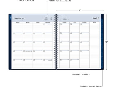2025 Blue Sky 8" x 10" Monthly Planner, Plastic Cover, Navy Blue (148660-25)