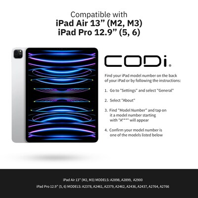 CODi PU Leather 13 Bluetooth Keyboard Case for iPad Pro 5th & 6th Generation, Black (C30708531)
