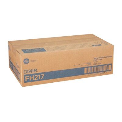 Dixie Plastic Fork, Heavy-Weight, White, 1000/Carton (FH217)